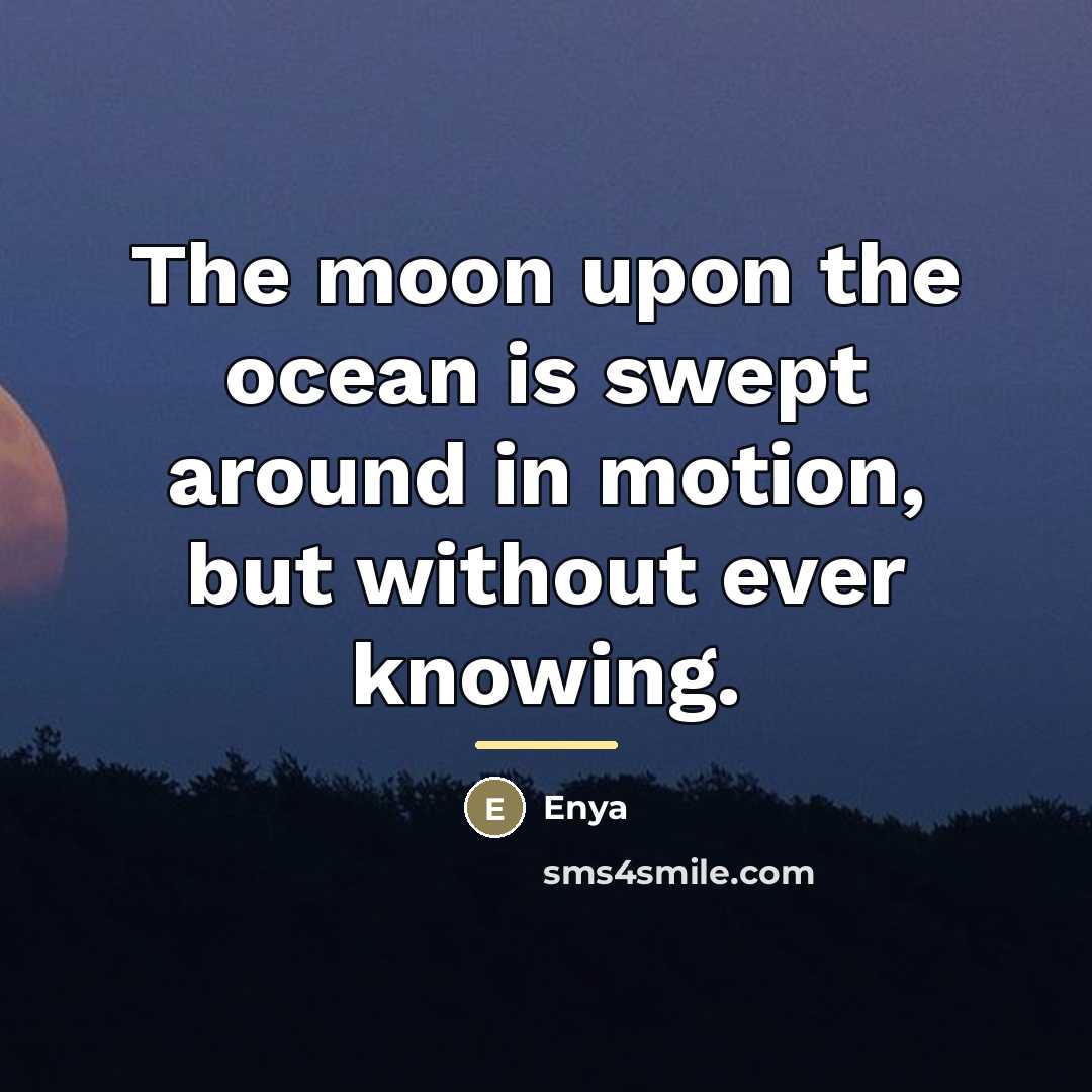 “The moon upon the ocean is swept around in motion,…” quote by Enya