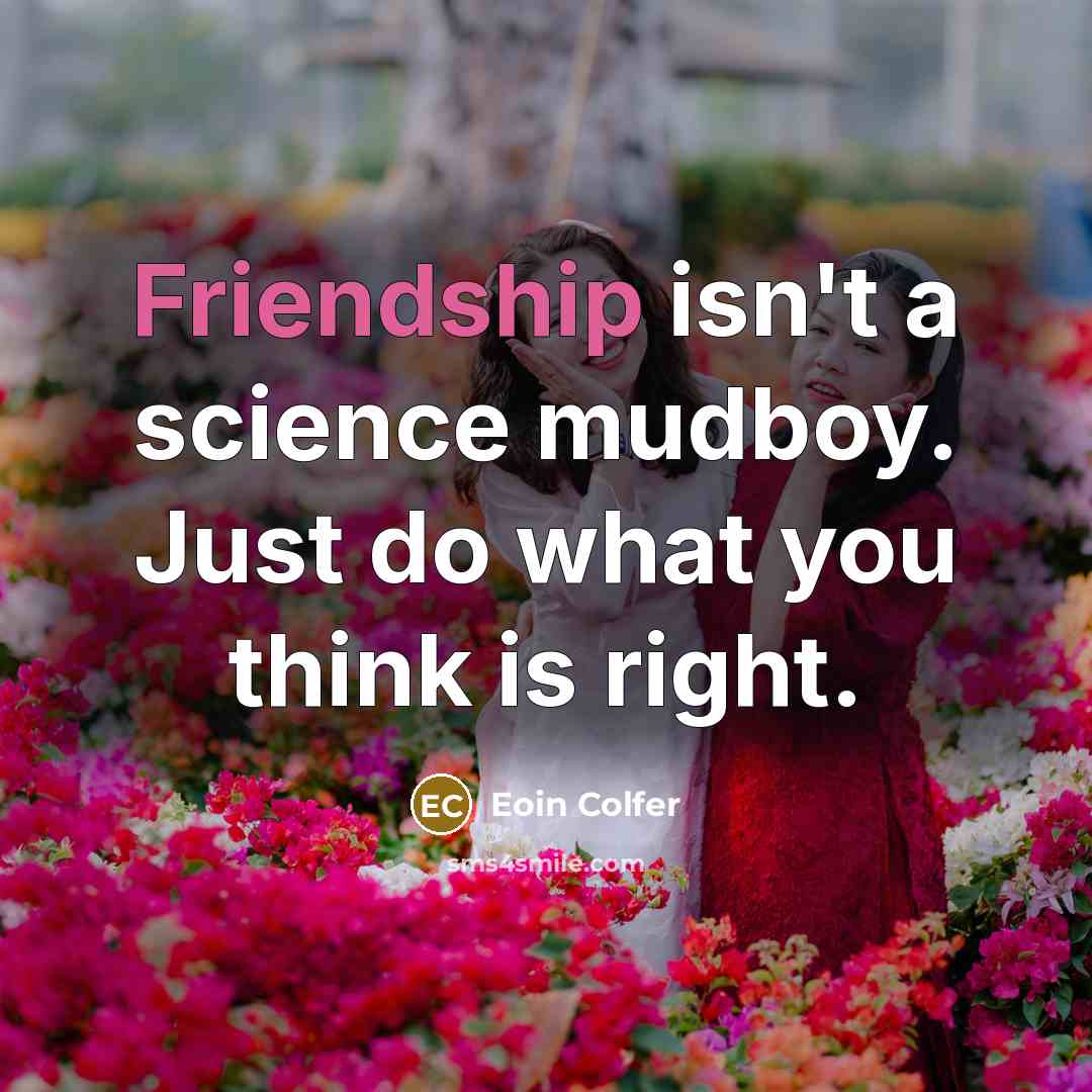 “Friendship isn't a science mudboy. Just do what you think is right.” quote by Eoin Colfer