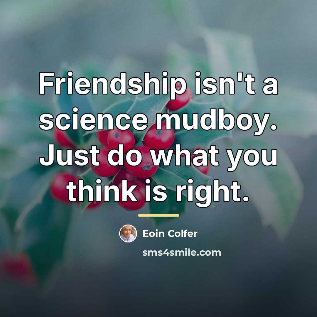 “Friendship isn't a science mudboy. Just do what you think…” quote by Eoin Colfer