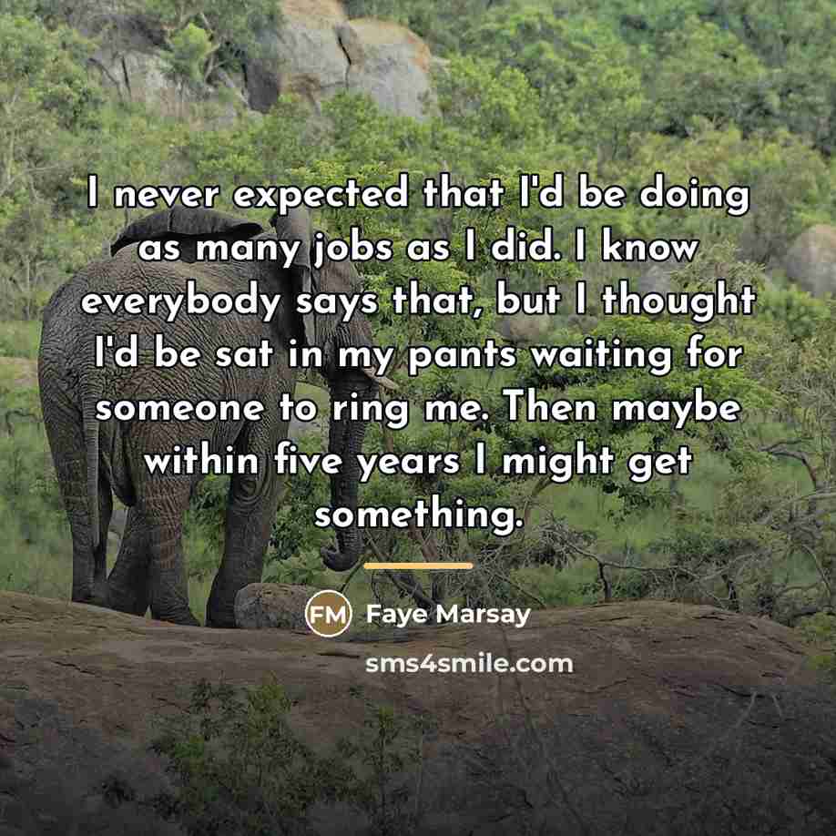 “I never expected that I'd be doing as many jobs…” quote by Faye Marsay