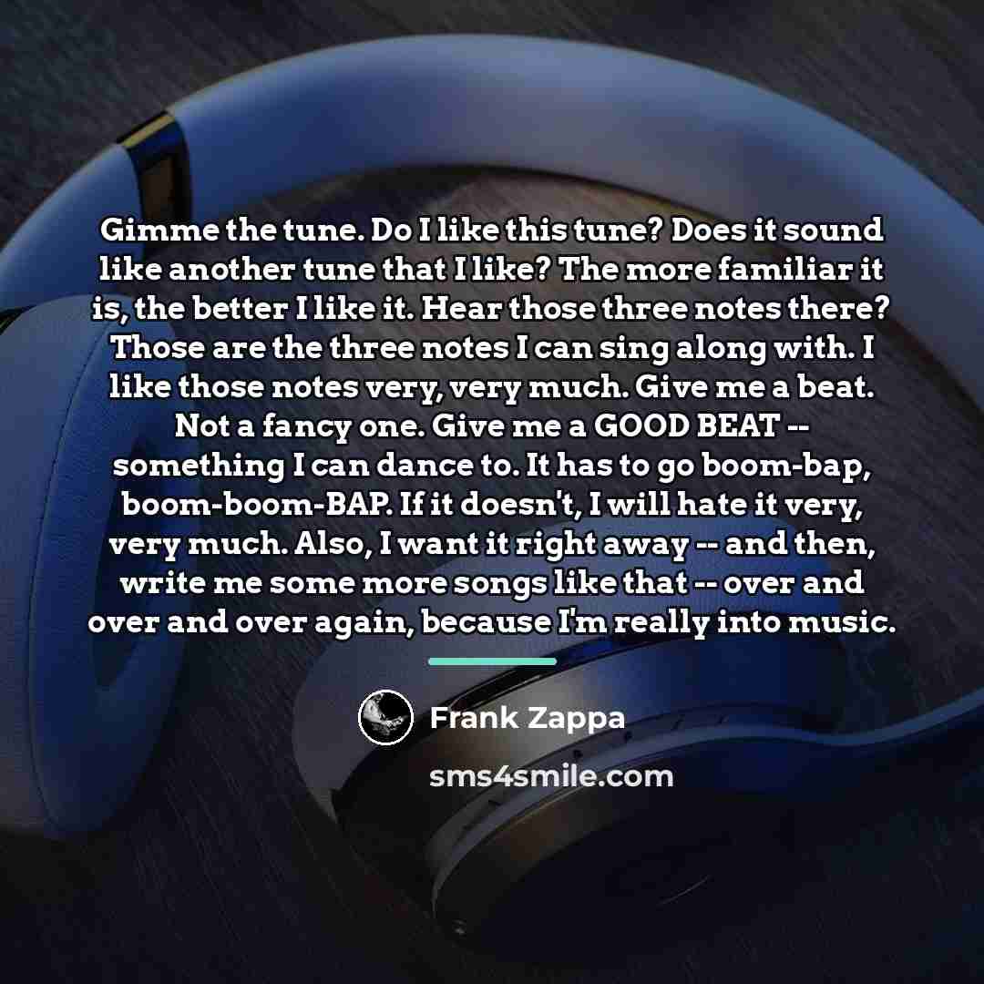 “Gimme the tune. Do I like this tune? Does it…” quote by Frank Zappa