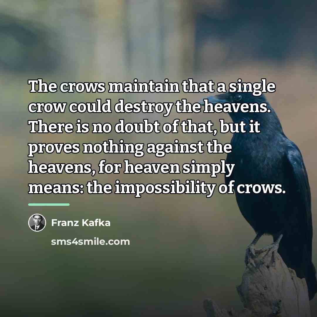 “The crows maintain that a single crow could destroy the…” quote by Franz Kafka