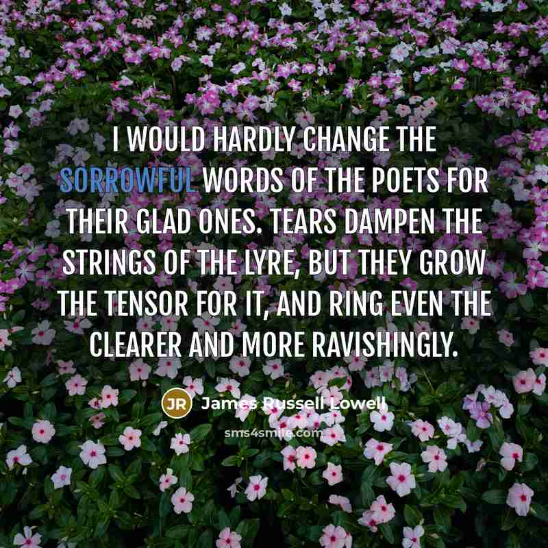 “I would hardly change the sorrowful words of the poets…” quote by James Russell Lowell