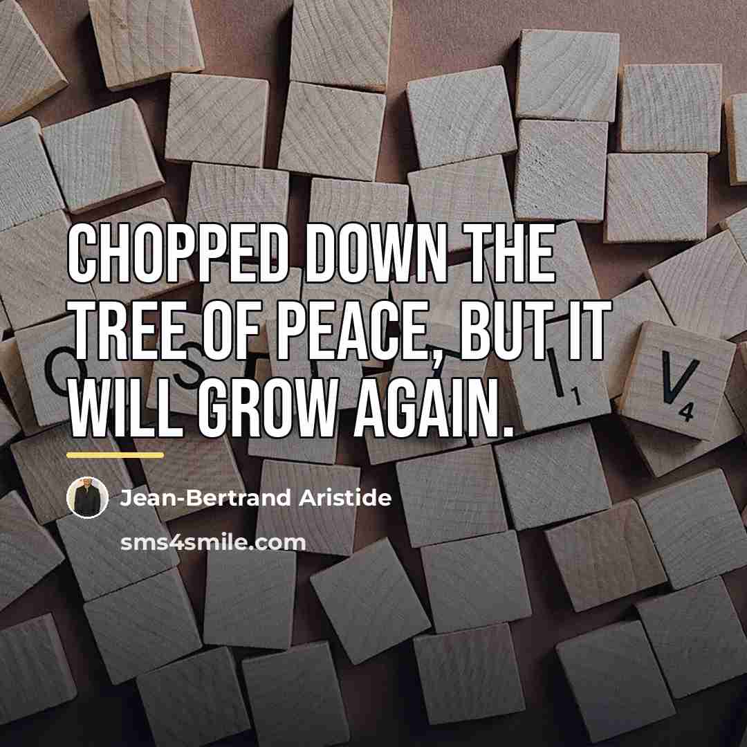 “Chopped down the tree of peace, but it will grow…” quote by Jean-Bertrand Aristide
