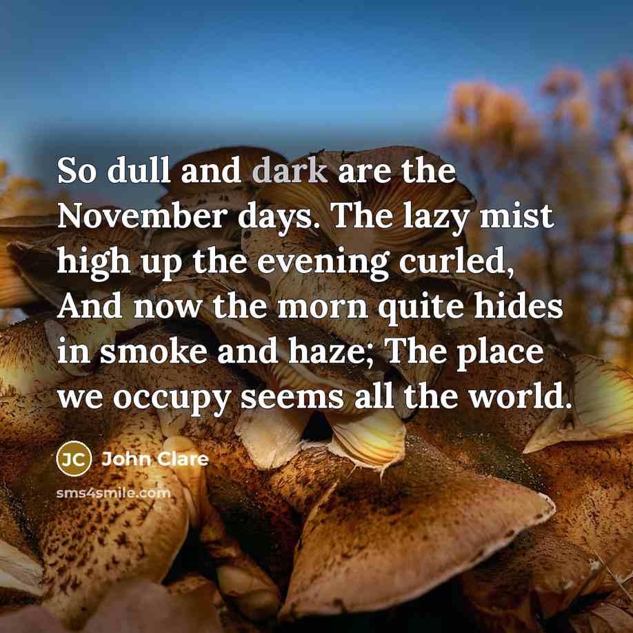 “So dull and dark are the November days. The lazy…” quote by John Clare