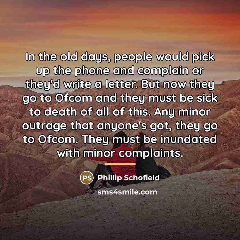 “In the old days, people would pick up the phone…” quote by Phillip Schofield