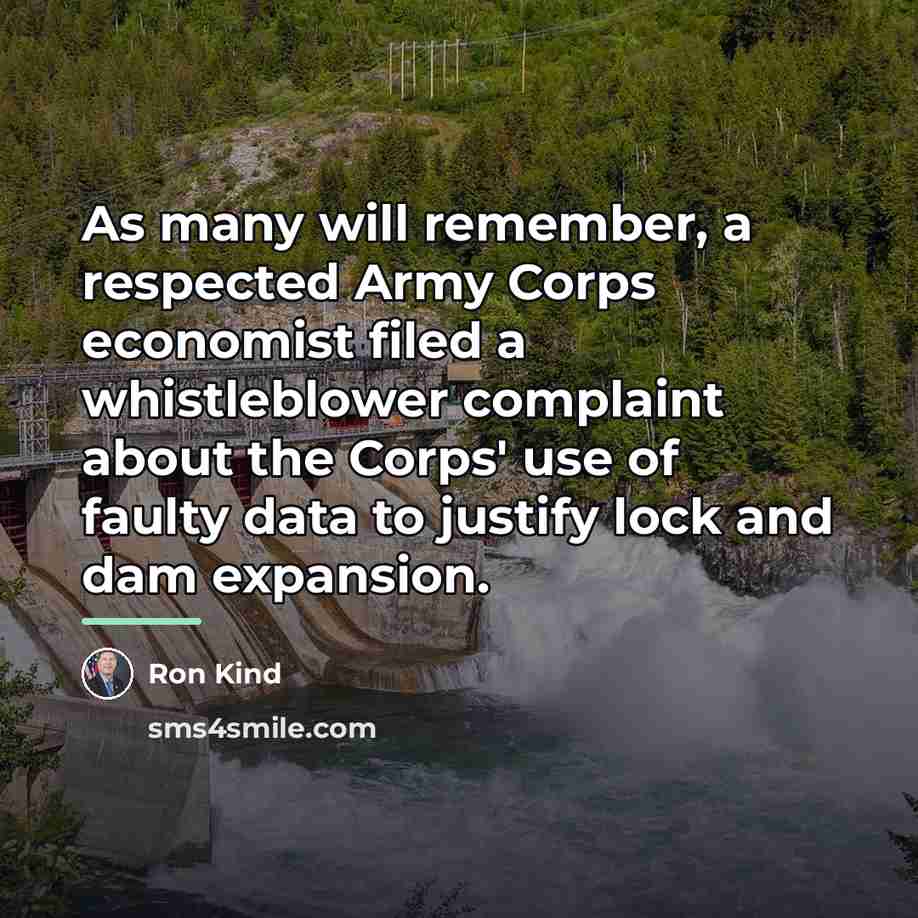 “As many will remember, a respected Army Corps economist filed…” quote by Ron Kind