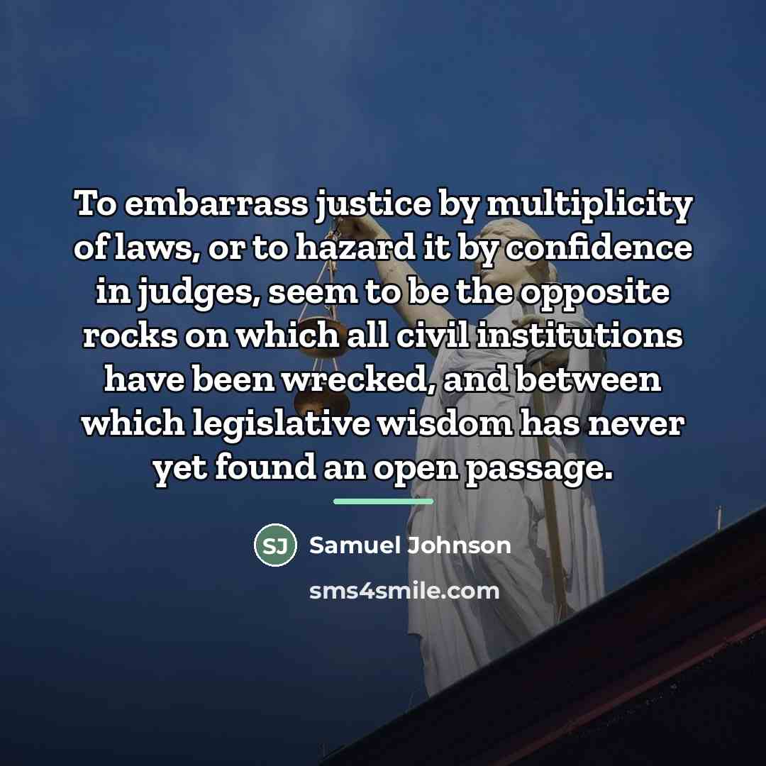 “To embarrass justice by multiplicity of laws, or to hazard…” quote by Samuel Johnson