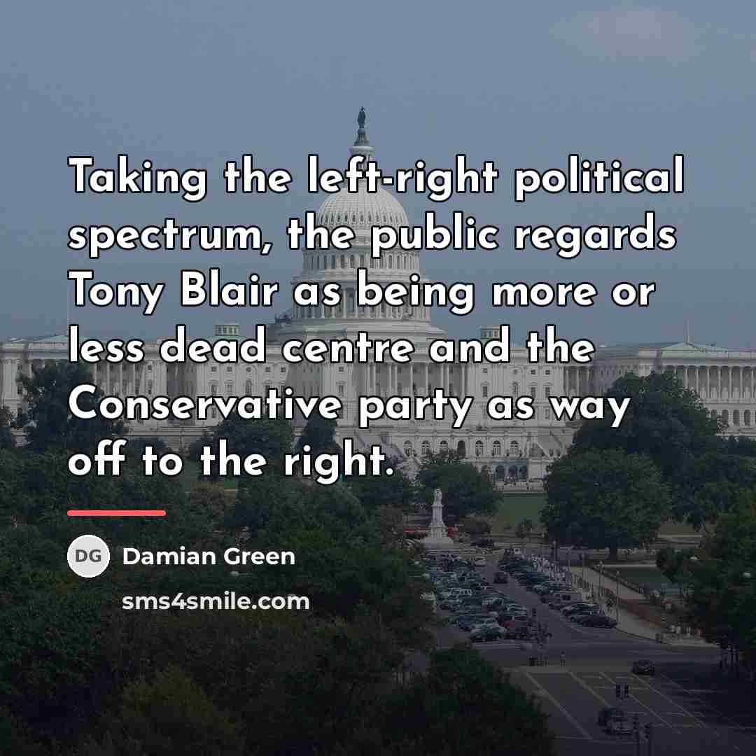 “Taking the left-right political spectrum, the public regards Tony Blair…” quote by Damian Green