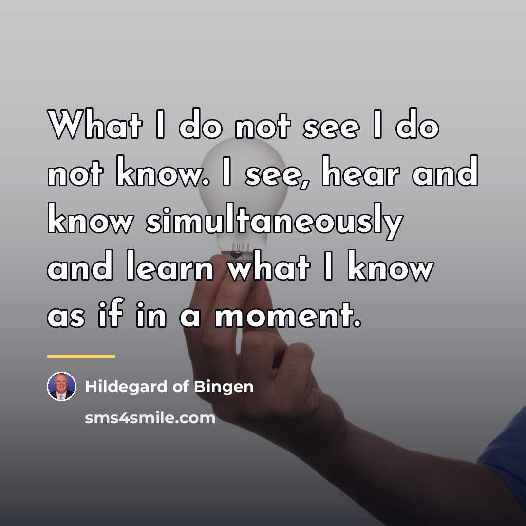 “What I do not see I do not know. I…” quote by Hildegard of Bingen