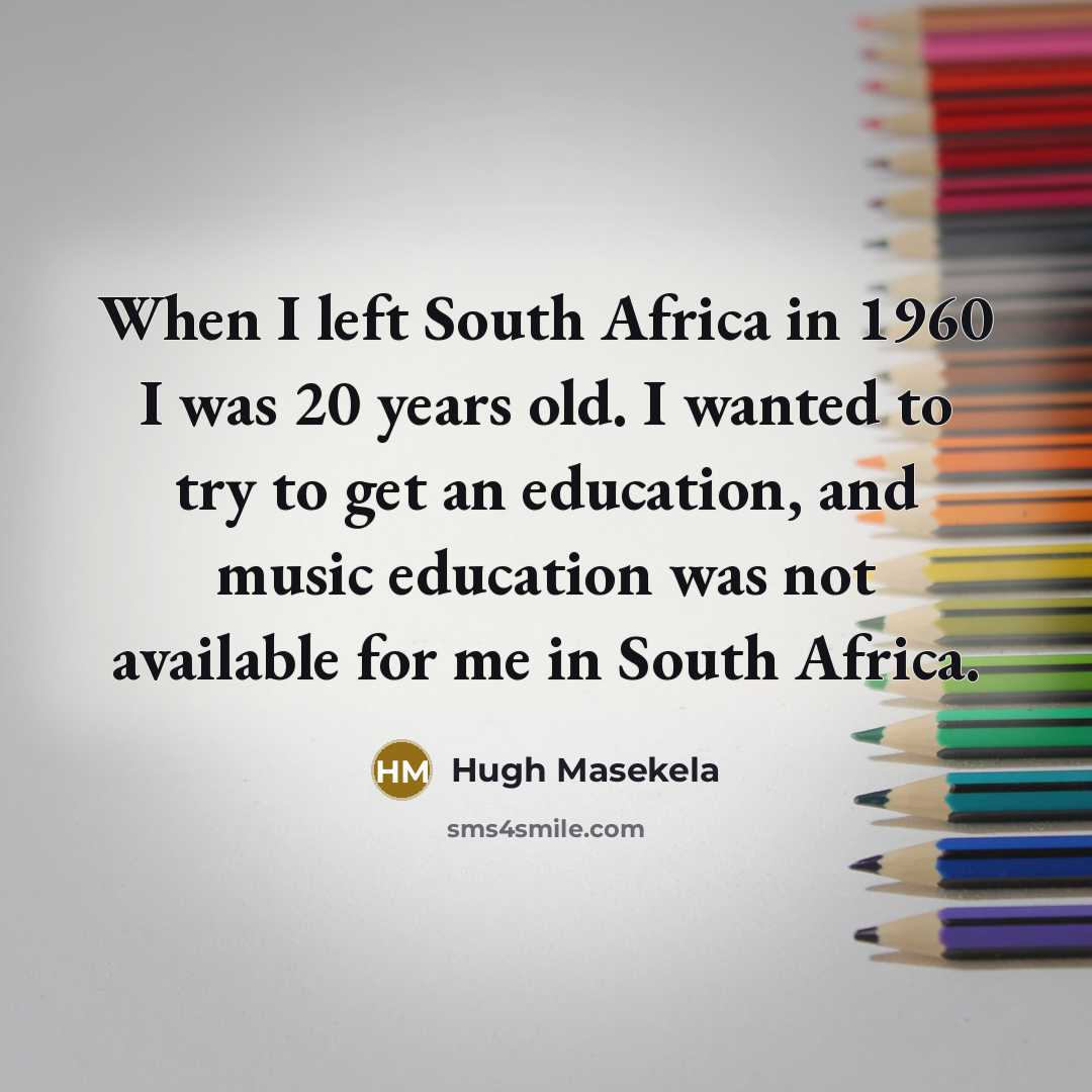 “When I left South Africa in 1960 I was 20…” quote by Hugh Masekela