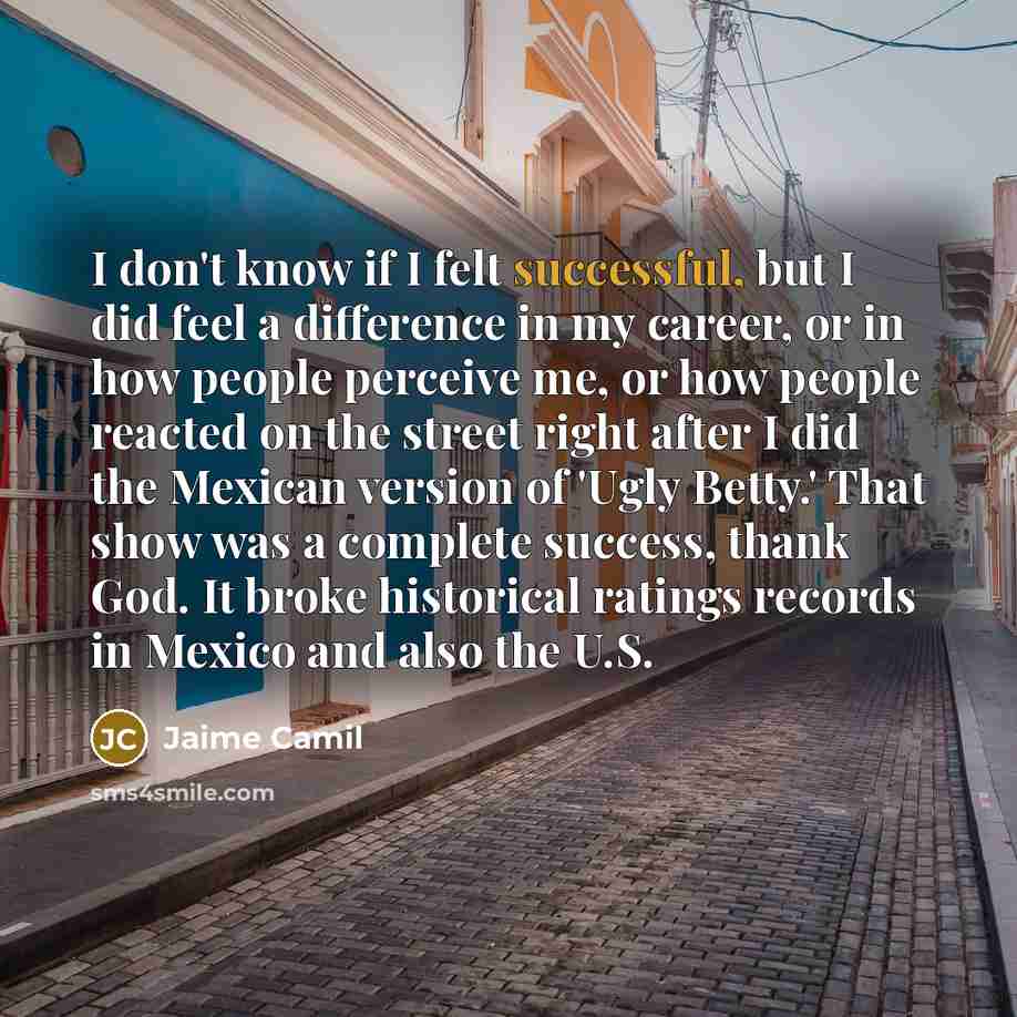 “I don't know if I felt successful, but I did…” quote by Jaime Camil