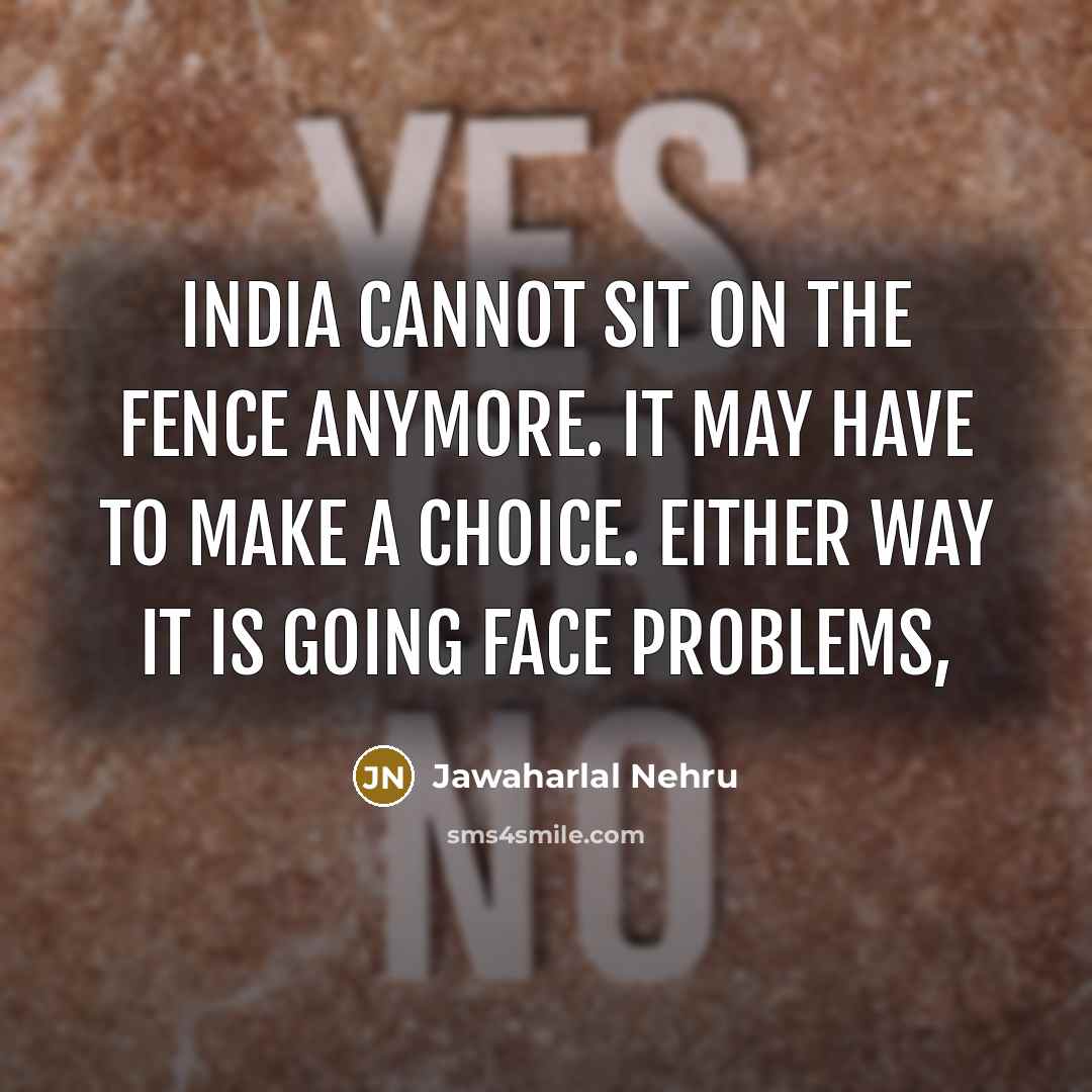 “India cannot sit on the fence anymore. It may have…” quote by Jawaharlal Nehru