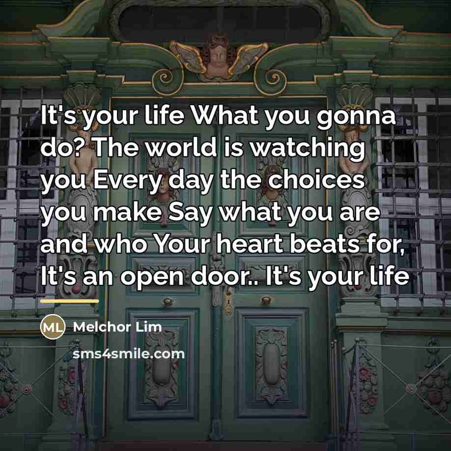“It's your life What you gonna do? The world is…” quote by Melchor Lim