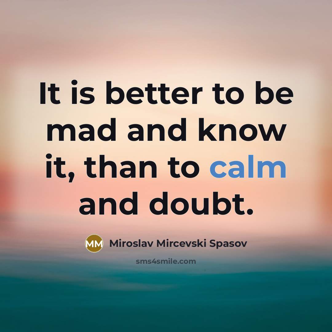 “It is better to be mad and know it, than…” quote by Miroslav Mircevski Spasov