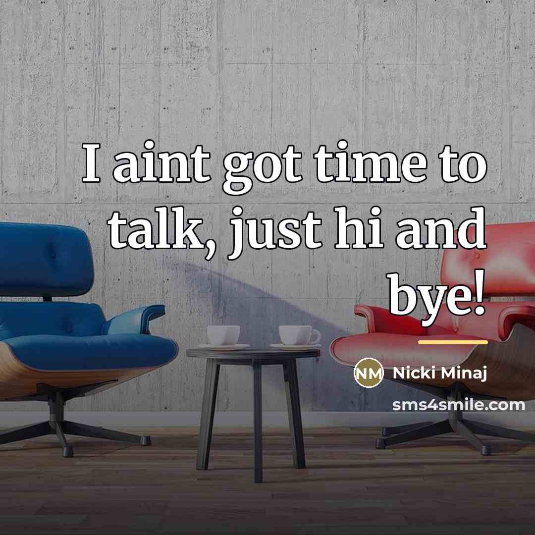 “I aint got time to talk, just hi and bye!…” quote by Nicki Minaj