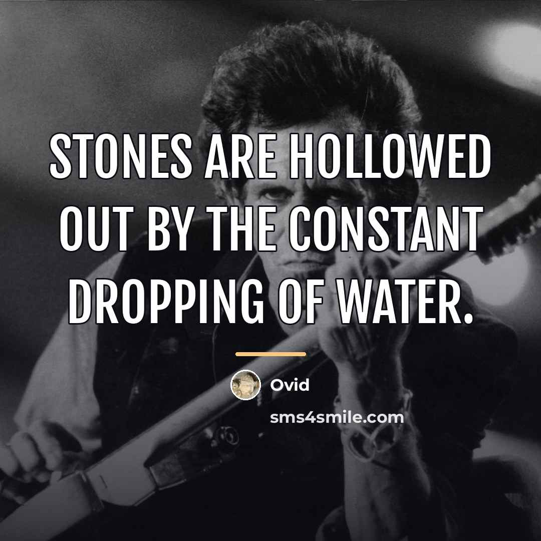 “Stones are hollowed out by the constant dropping of water.…” quote by Ovid