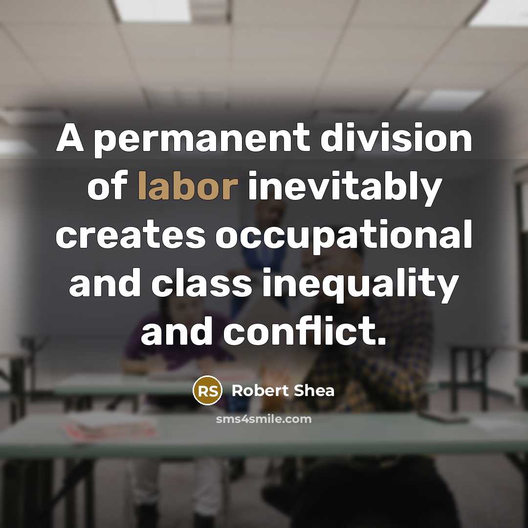 “A permanent division of labor inevitably creates occupational and class…” quote by Robert Shea