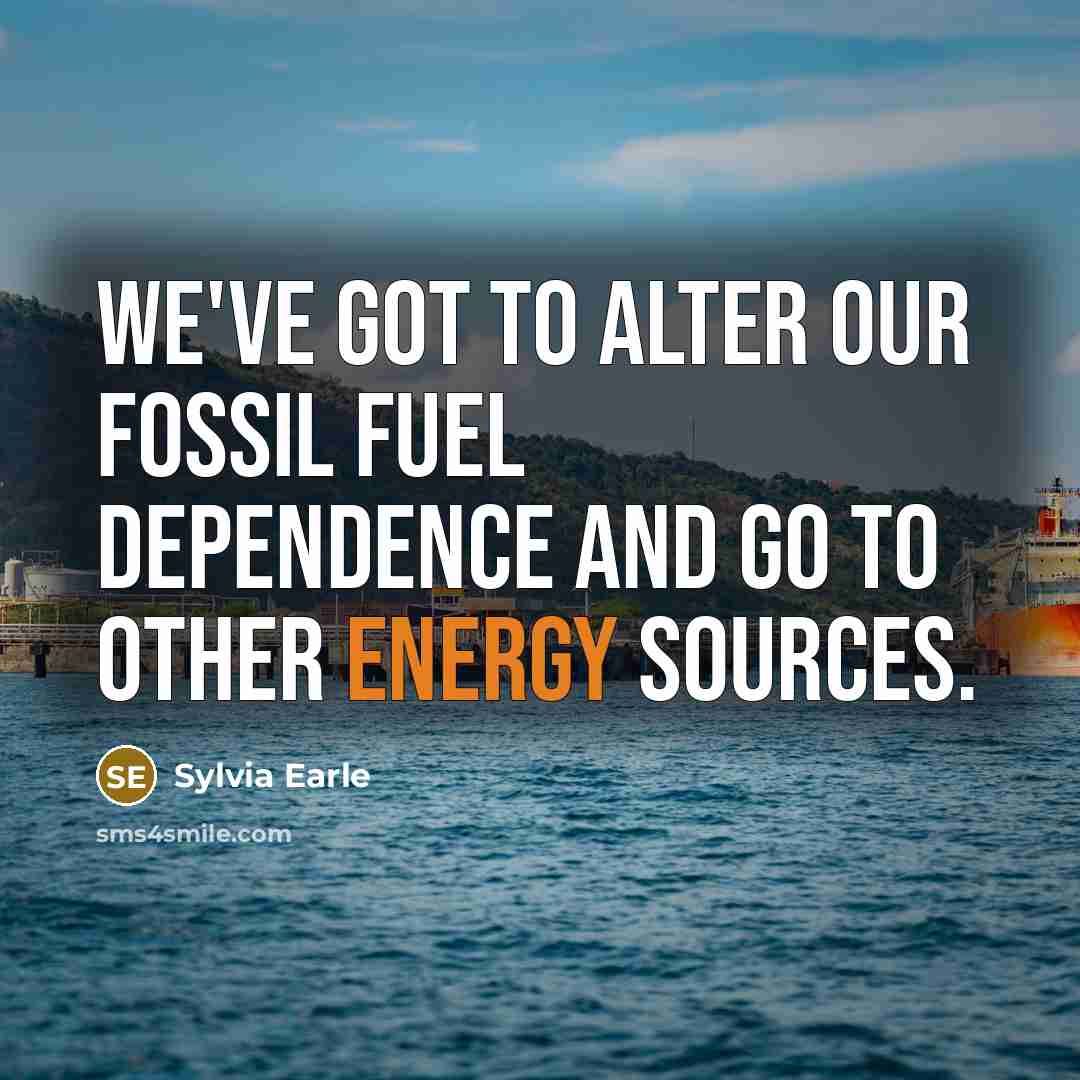 “We've got to alter our fossil fuel dependence and go to other energy sources.” quote by Sylvia Earle