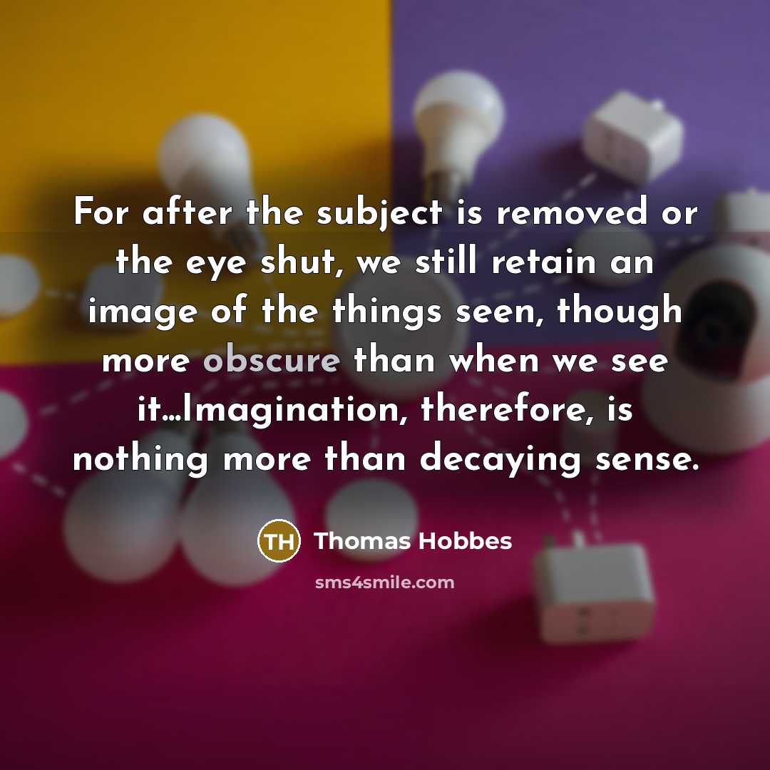 “For after the subject is removed or the eye shut,…” quote by Thomas Hobbes
