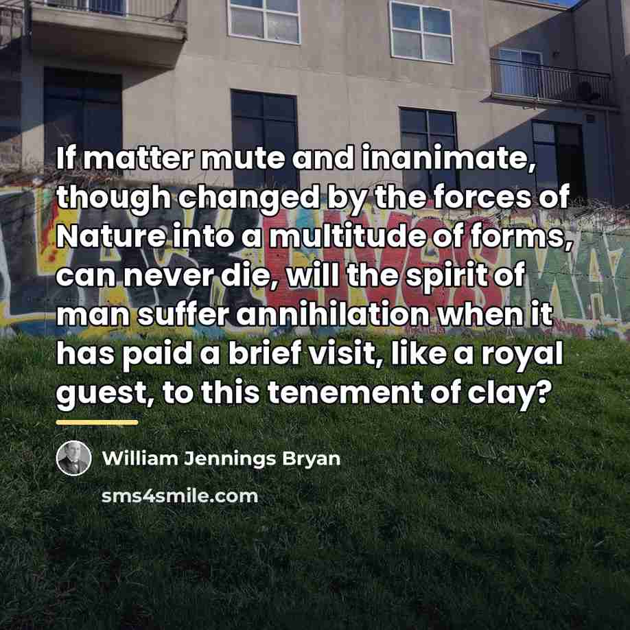“If matter mute and inanimate, though changed by the forces…” quote by William Jennings Bryan