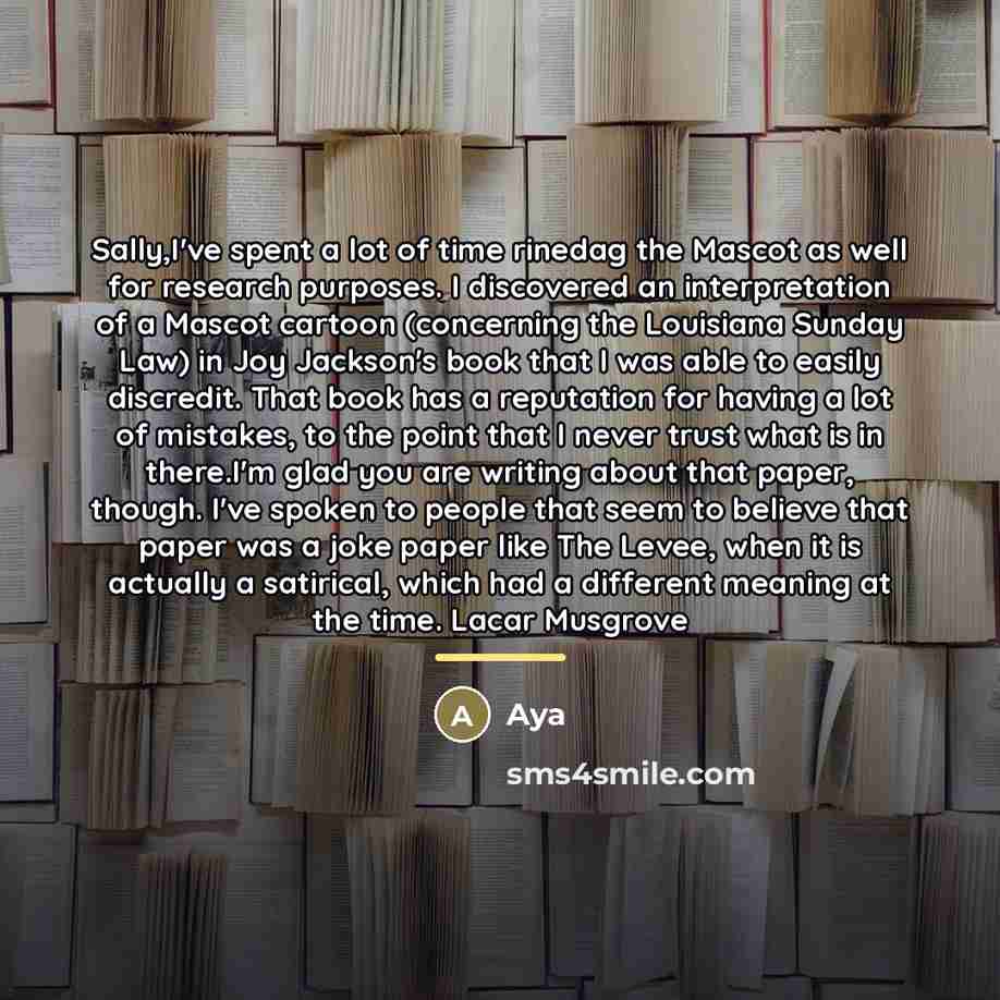 “Sally,I've spent a lot of time rinedag the Mascot as…” quote by Aya