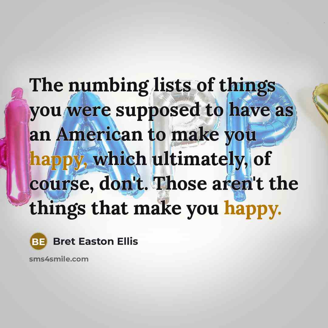 “The numbing lists of things you were supposed to have…” quote by Bret Easton Ellis