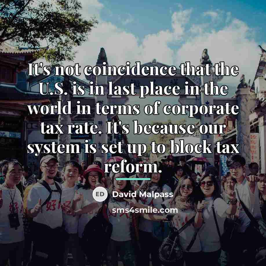 “It's not coincidence that the U.S. is in last place…” quote by David Malpass