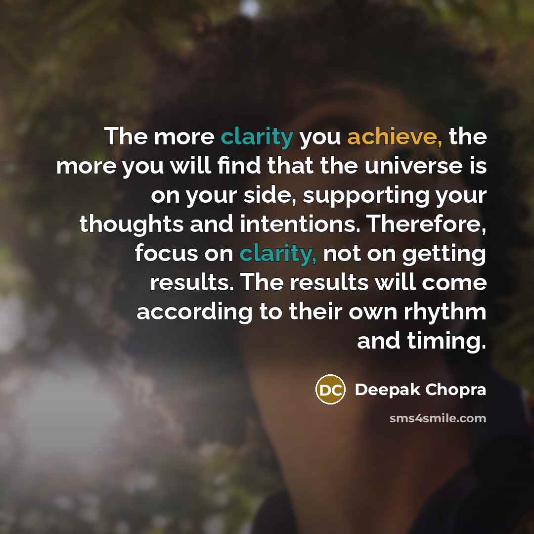 “The more clarity you achieve, the more you will find…” quote by Deepak Chopra