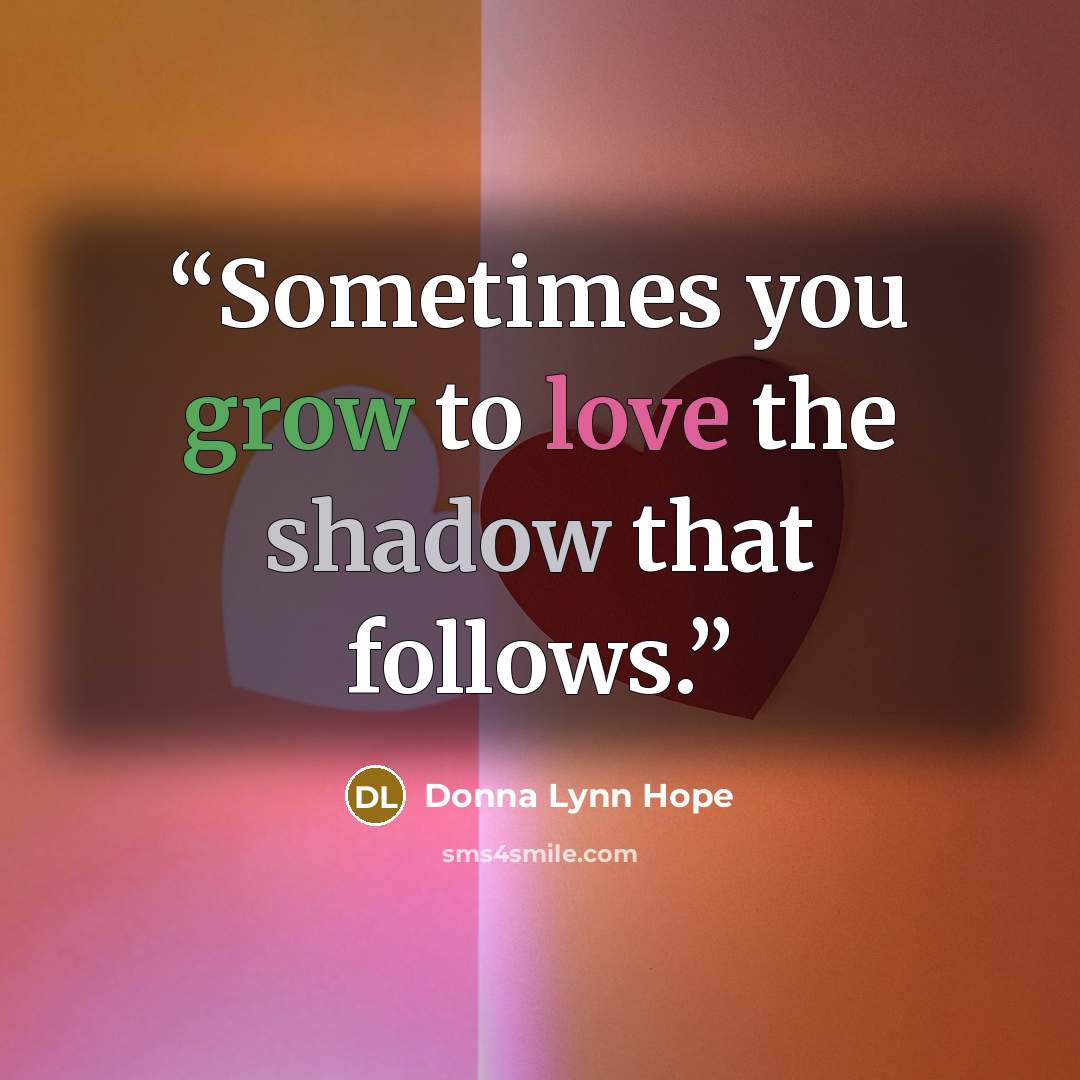 “Sometimes you grow to love the shadow that follows.” quote by Donna Lynn Hope