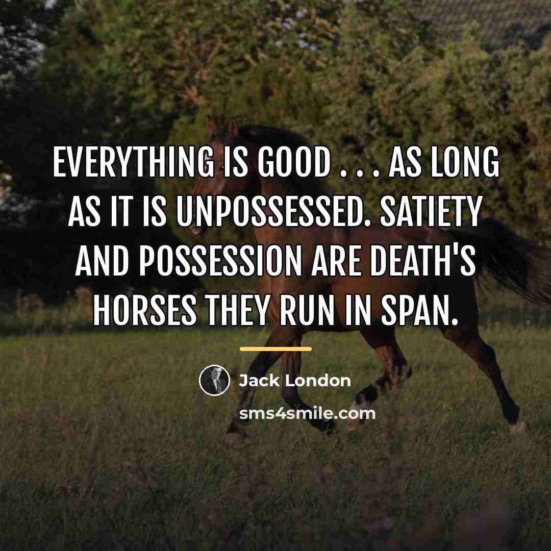 “Everything is good . . . as long as it…” quote by Jack London