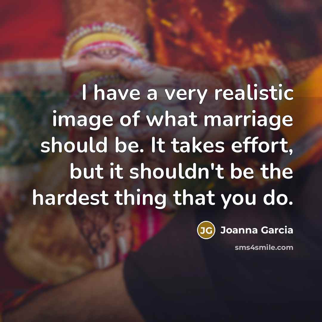 “I have a very realistic image of what marriage should…” quote by Joanna Garcia
