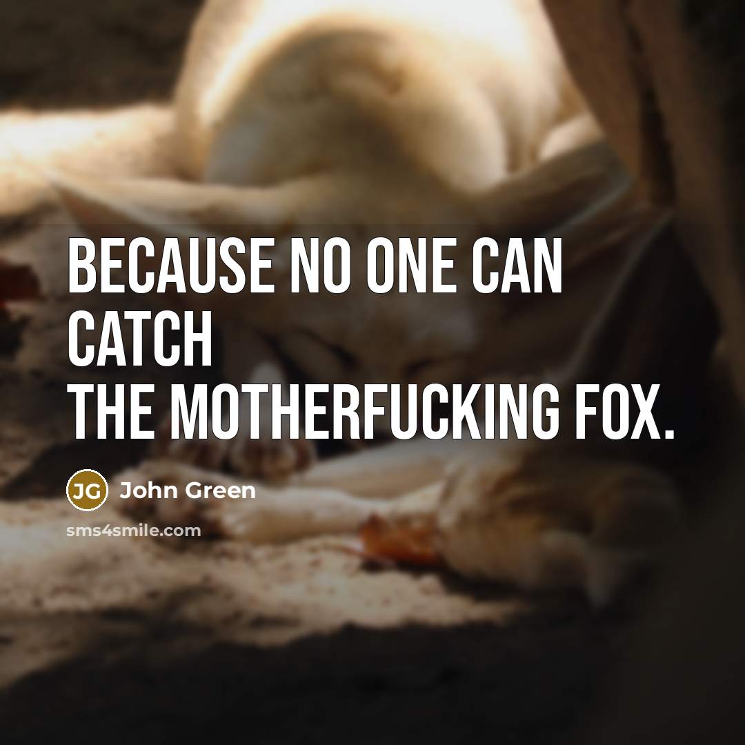 “Because no one can catch the motherfucking fox.…” quote by John Green