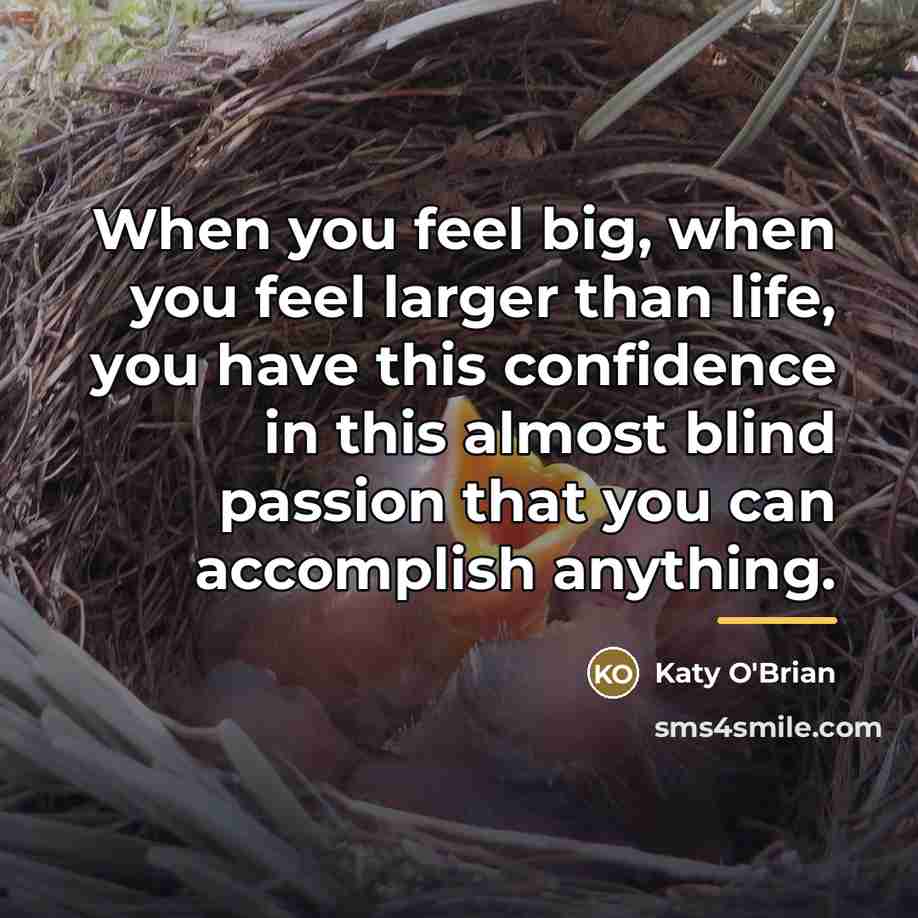 “When you feel big, when you feel larger than life,…” quote by Katy O'Brian