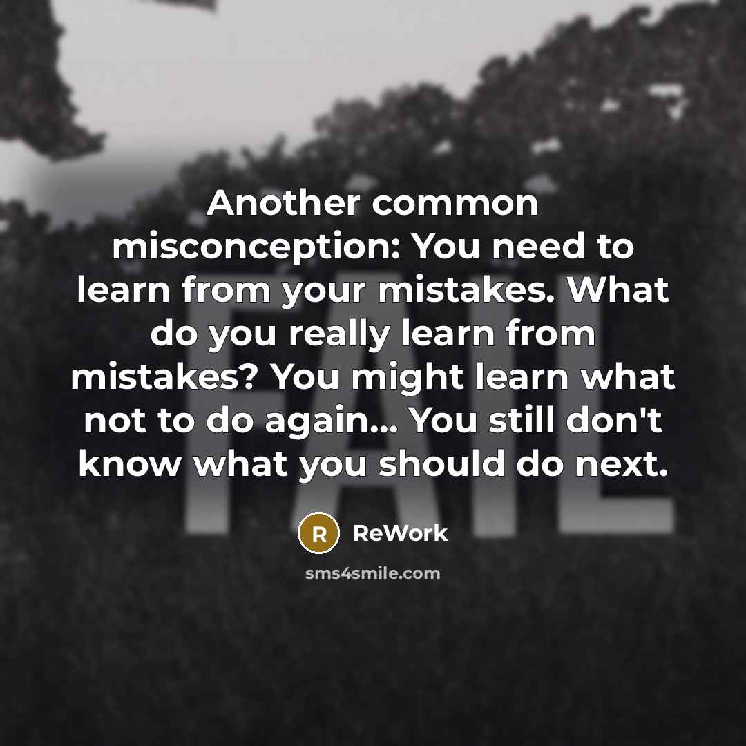“Another common misconception: You need to learn from your mistakes. What do you really learn from mistakes? You might learn what not to do again... You still don't know what you should do next.” quote by ReWork