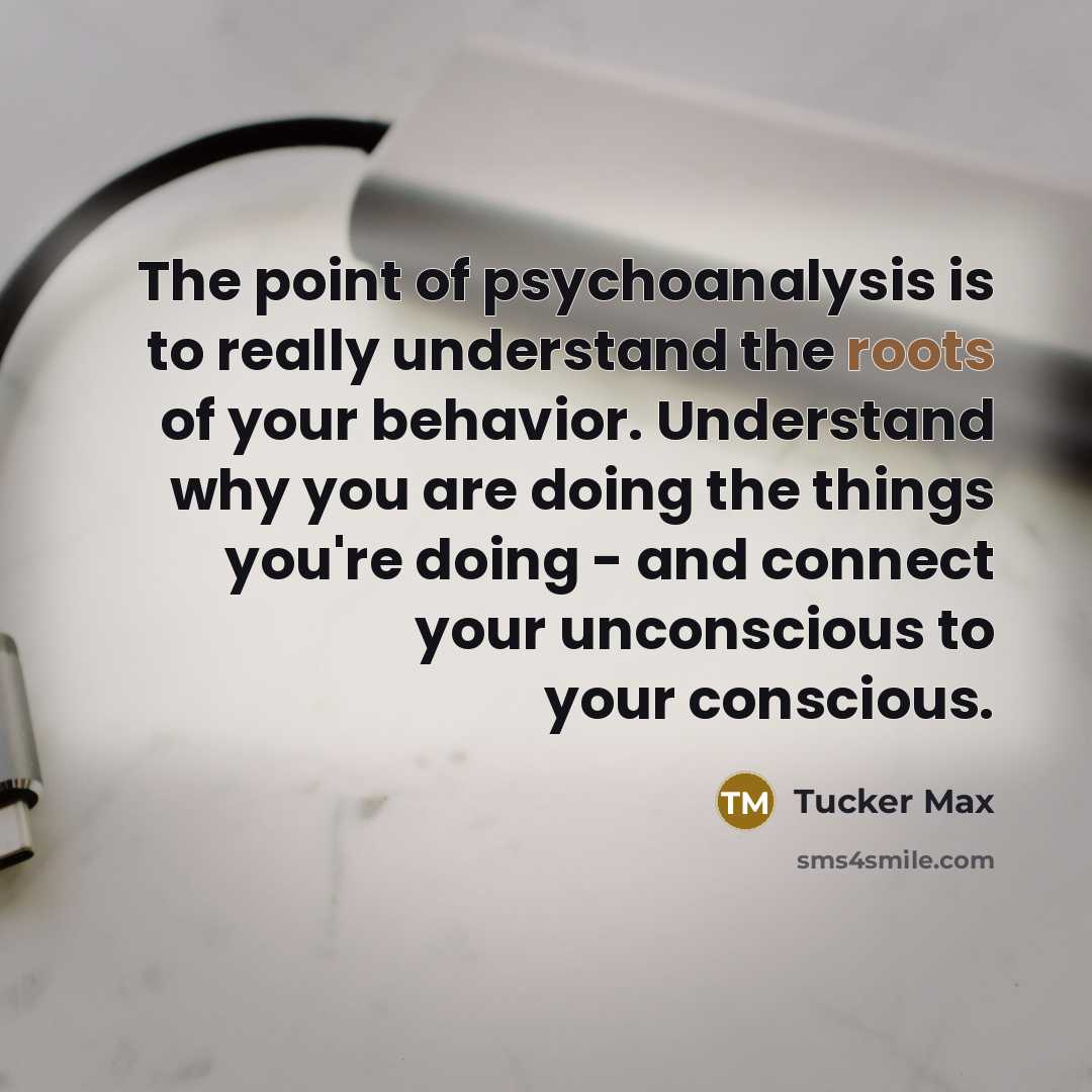 “The point of psychoanalysis is to really understand the roots…” quote by Tucker Max