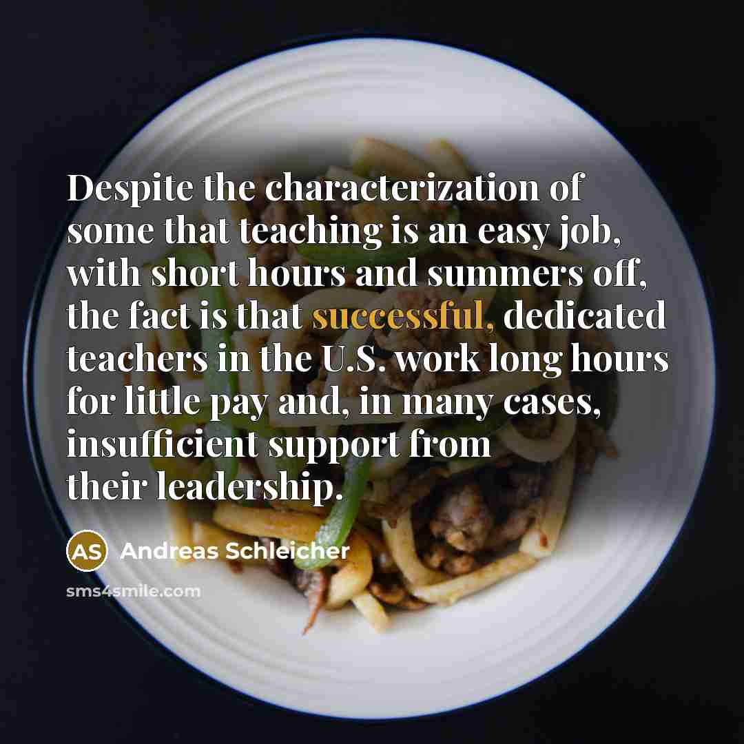 “Despite the characterization of some that teaching is an easy…” quote by Andreas Schleicher