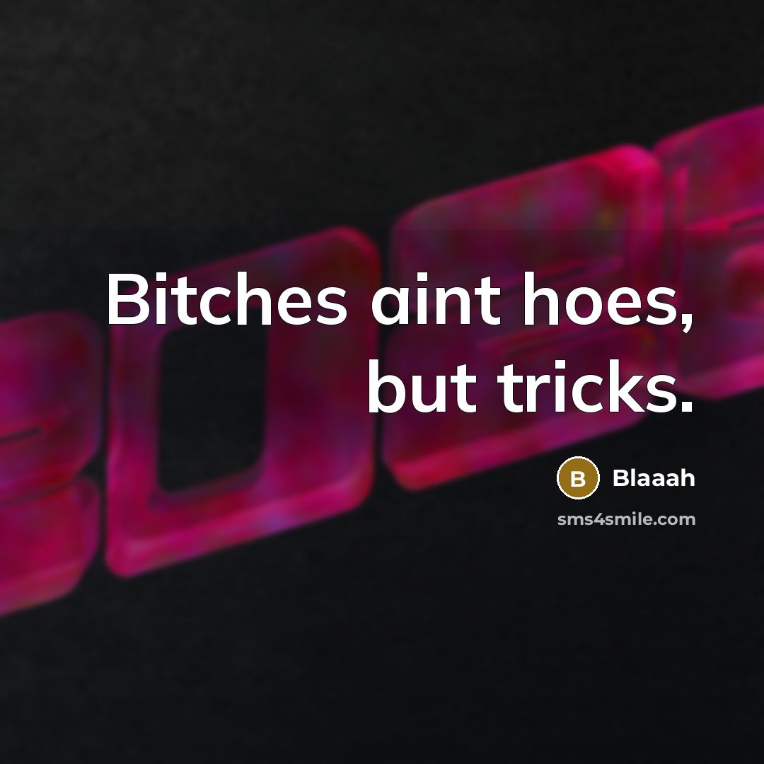 “Bitches aint hoes, but tricks.” quote by Blaaah