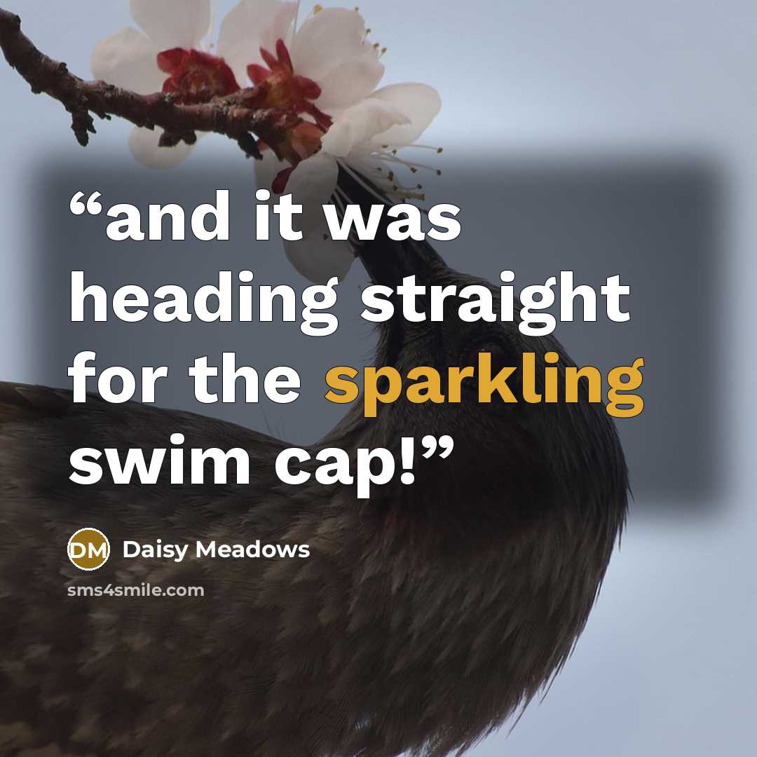 “and it was heading straight for the sparkling swim cap!” quote by Daisy Meadows