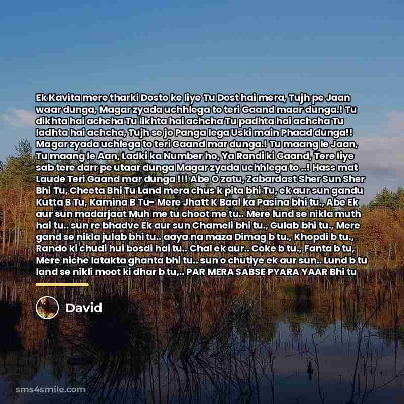 “Ek Kavita mere tharki Dosto ke liye Tu Dost hai…” quote by David