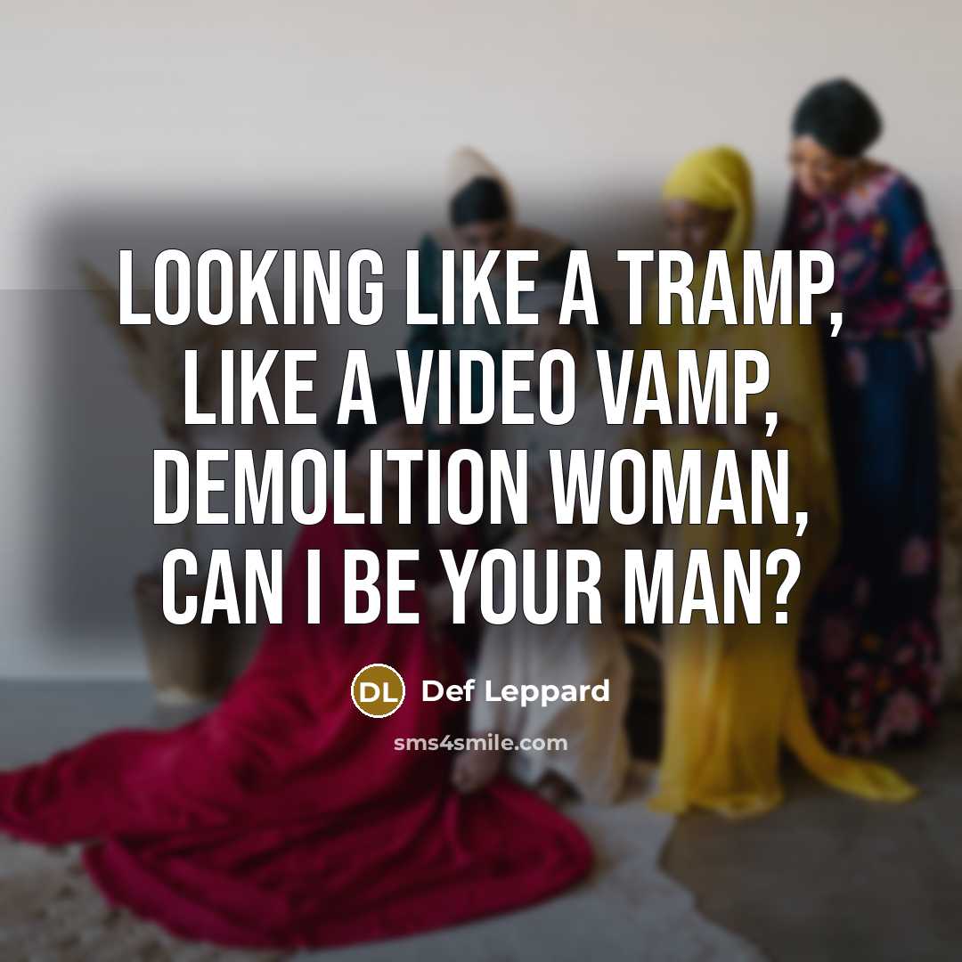 “Looking like a tramp, like a video vamp, demolition woman,…” quote by Def Leppard