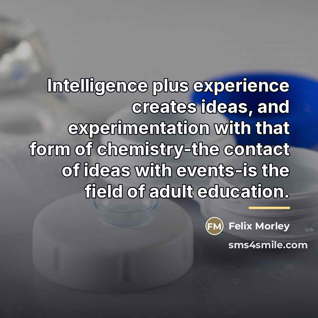 “Intelligence plus experience creates ideas, and experimentation with that form…” quote by Felix Morley