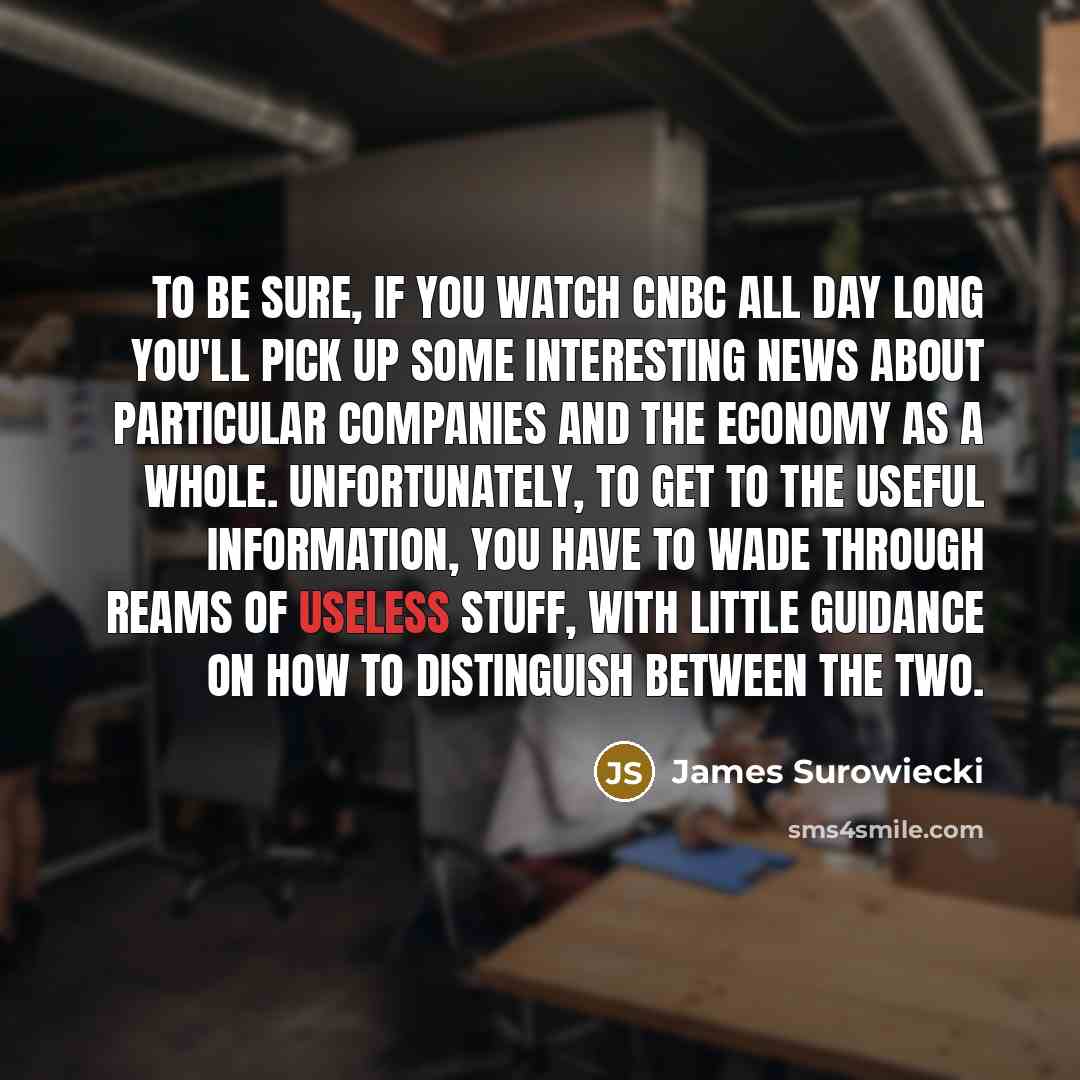 “To be sure, if you watch CNBC all day long…” quote by James Surowiecki