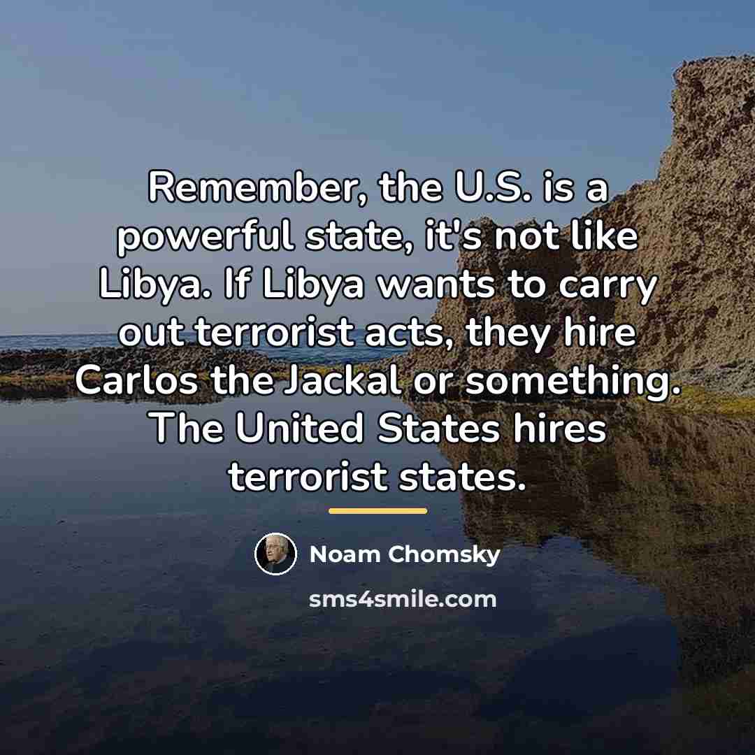 “Remember, the U.S. is a powerful state, it's not like…” quote by Noam Chomsky