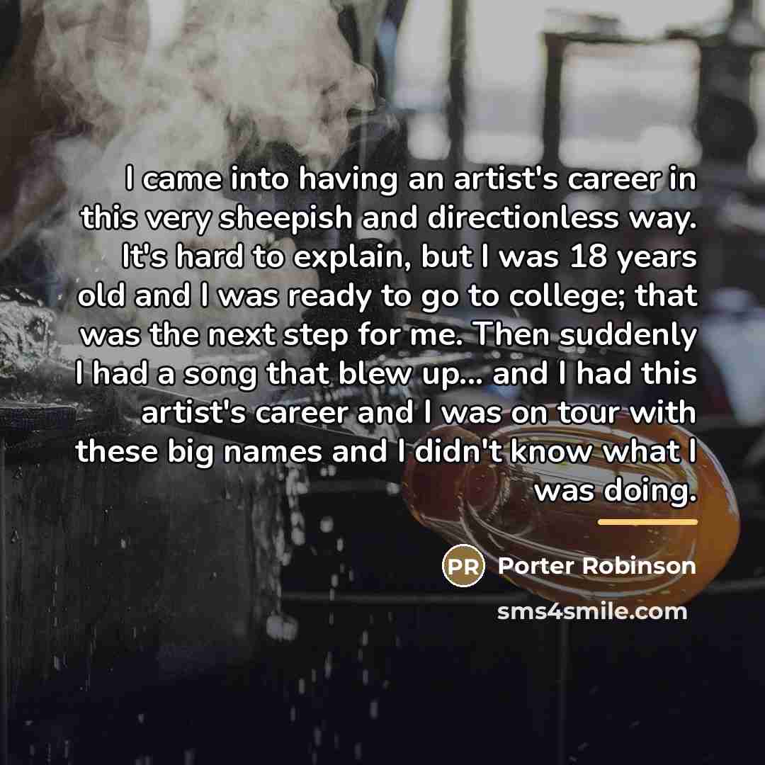 “I came into having an artist's career in this very…” quote by Porter Robinson