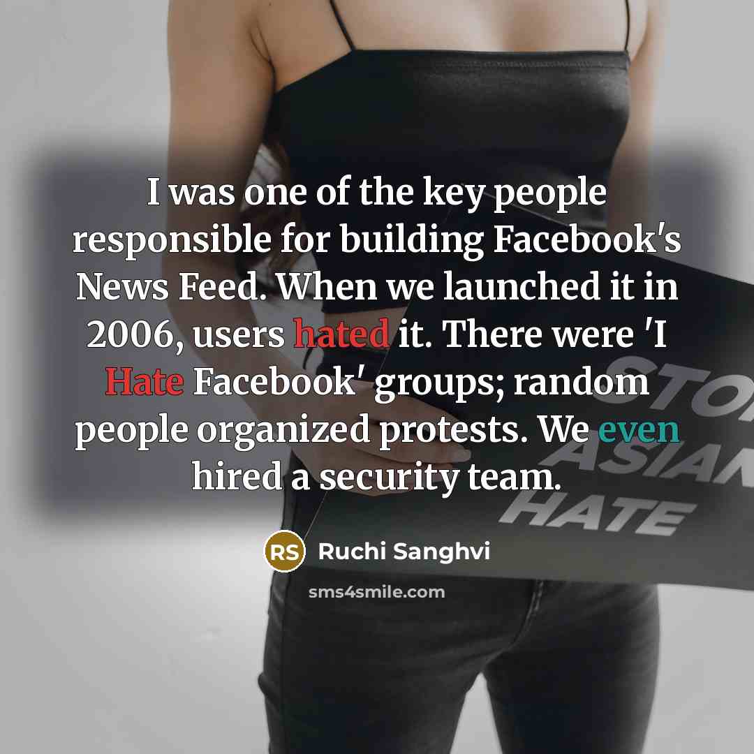 “I was one of the key people responsible for building…” quote by Ruchi Sanghvi