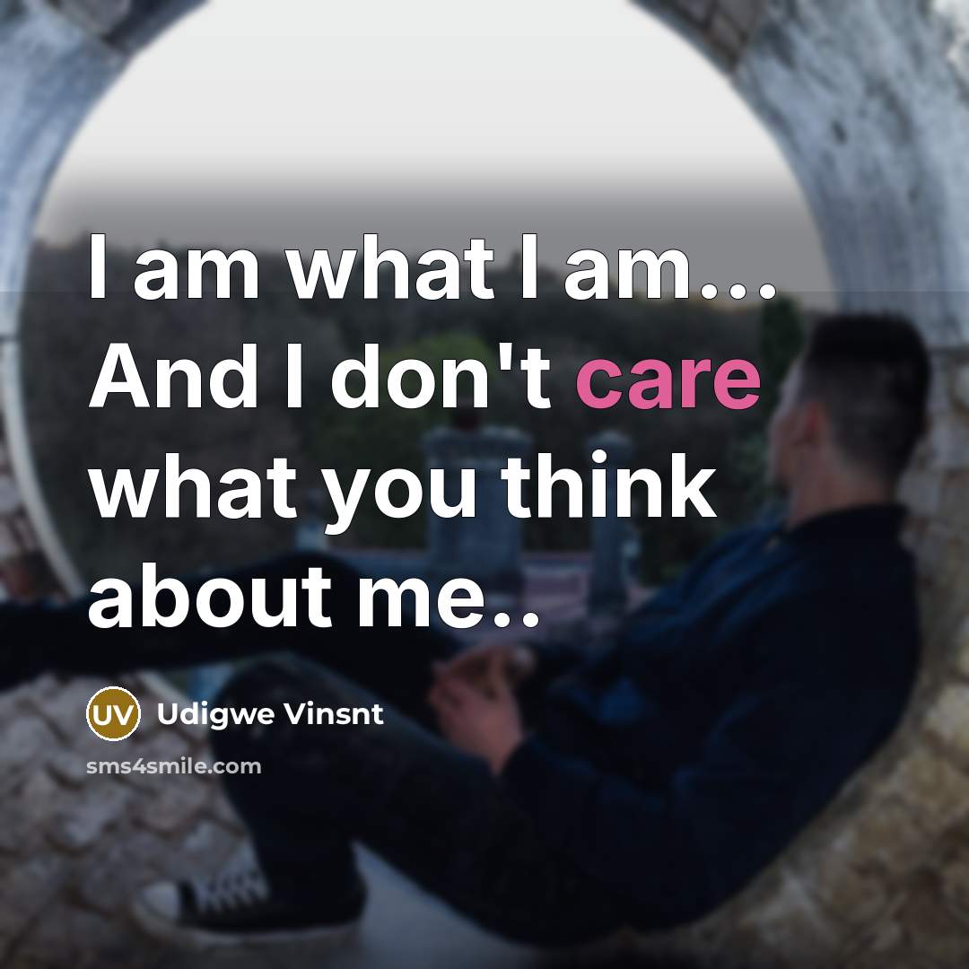 “I am what I am... And I don't care what…” quote by Udigwe Vinsnt