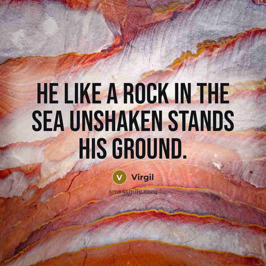 “He like a rock in the sea unshaken stands his…” quote by Virgil