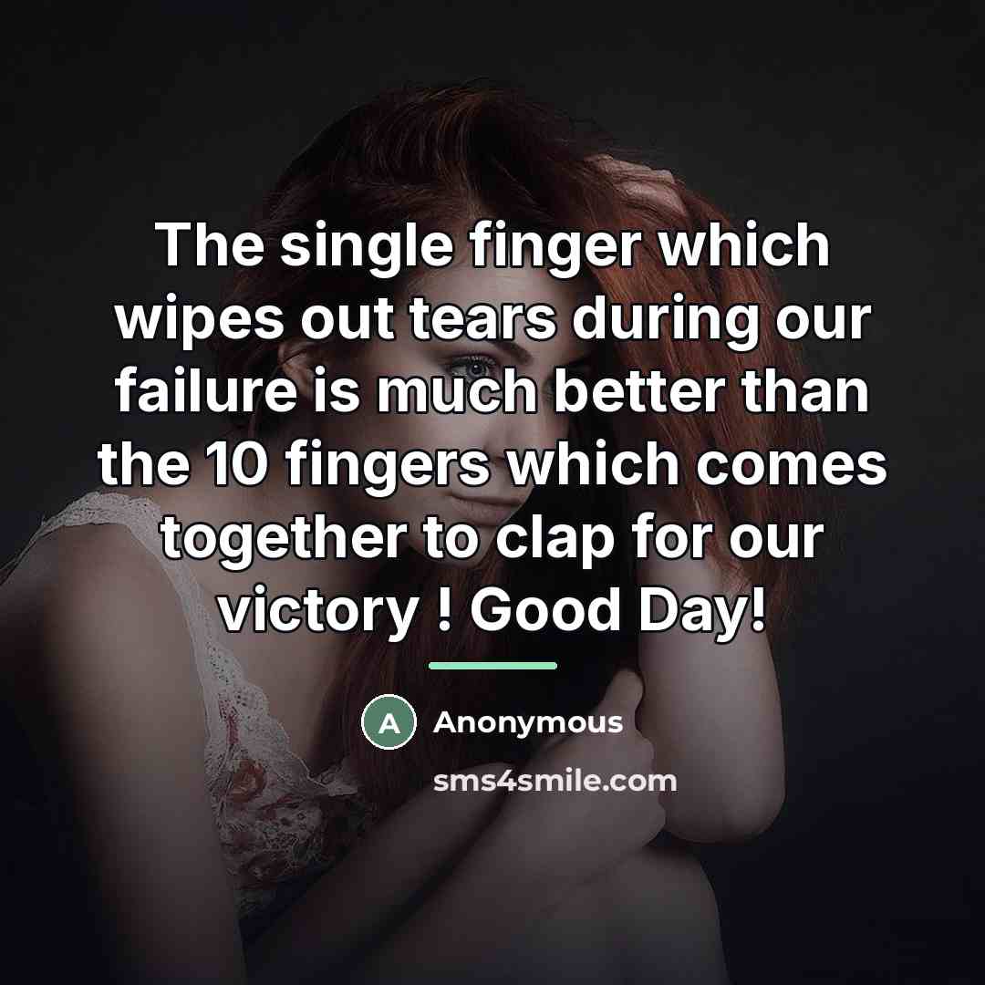 “The single finger which wipes out tears during our failure…” quote by Anonymous