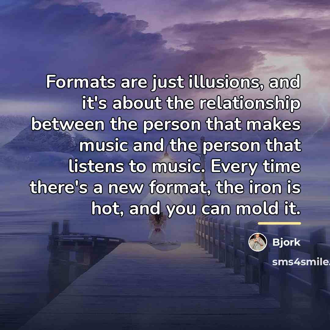 “Formats are just illusions, and it's about the relationship between…” quote by Bjork